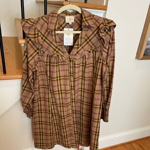 Plaid Long-Sleeve Dress by Umgee